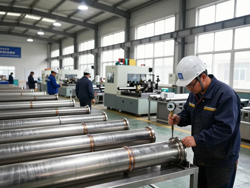 Workers inspecting sumwin stainless steel products in a bright manufacturing facility.