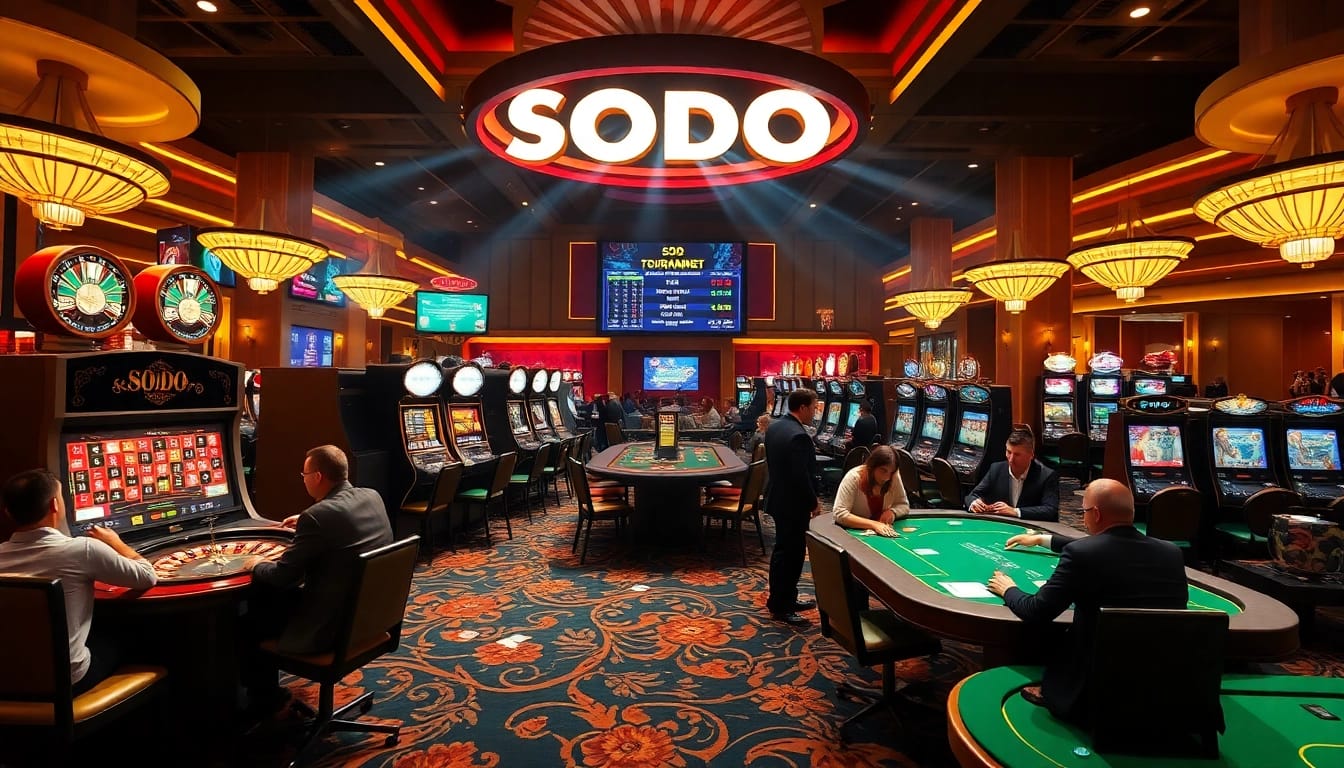 Exciting gameplay at SODO CASINO with vibrant tables, chips, and engaging players.