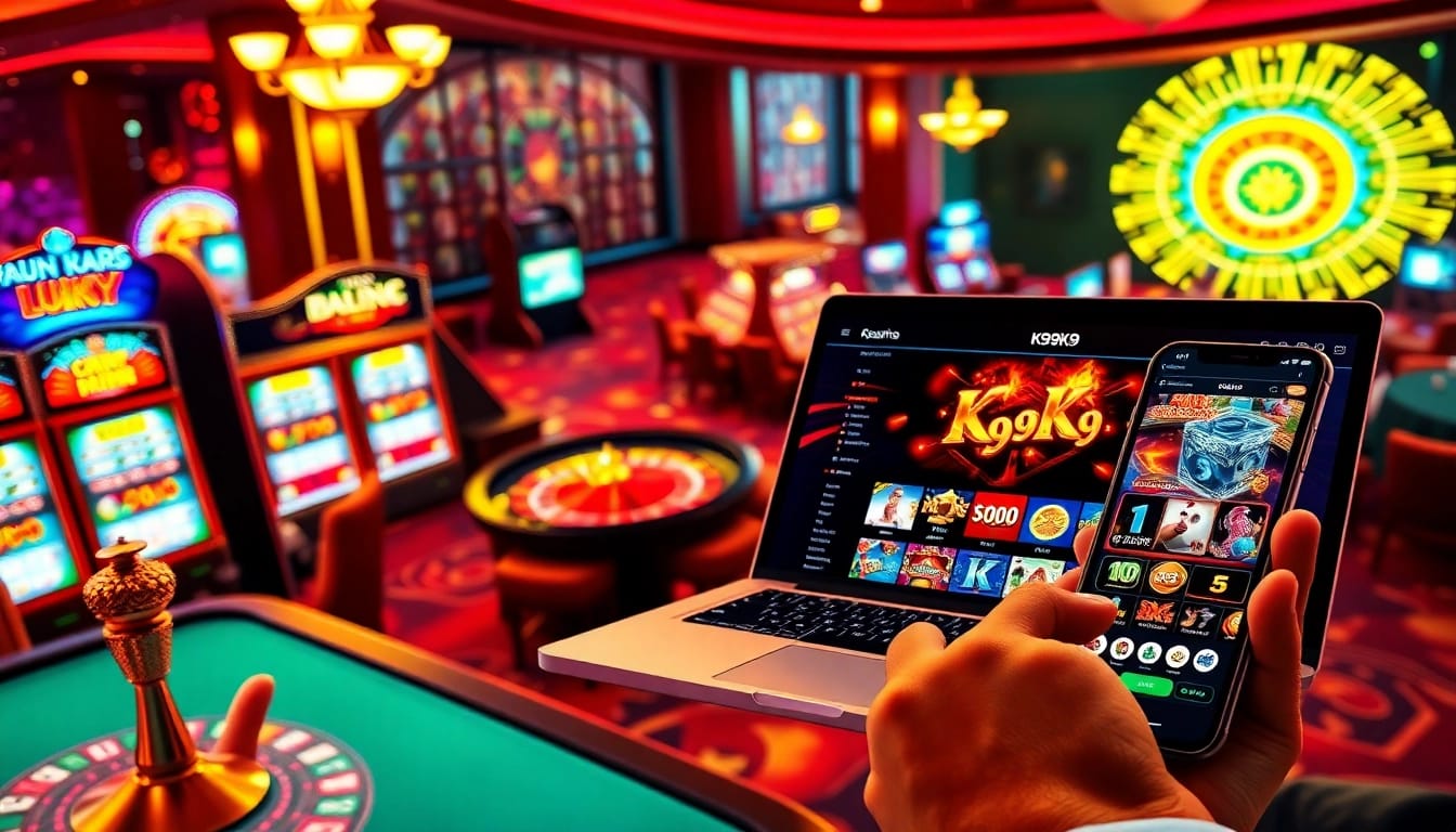 K9K9 online casino interface featuring vibrant slot machines and exciting games.