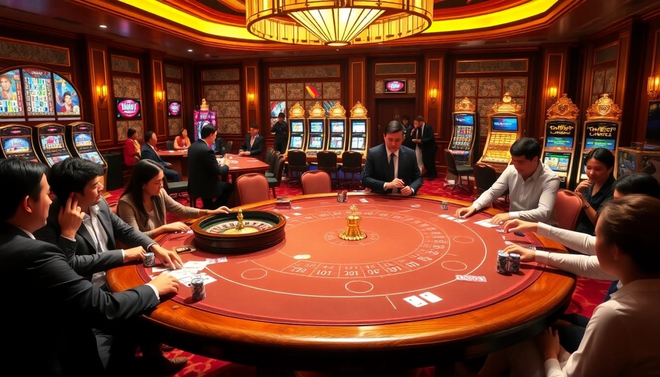 Experience the excitement of 789P at a vibrant casino table, where players enjoy high-stakes games passionately.