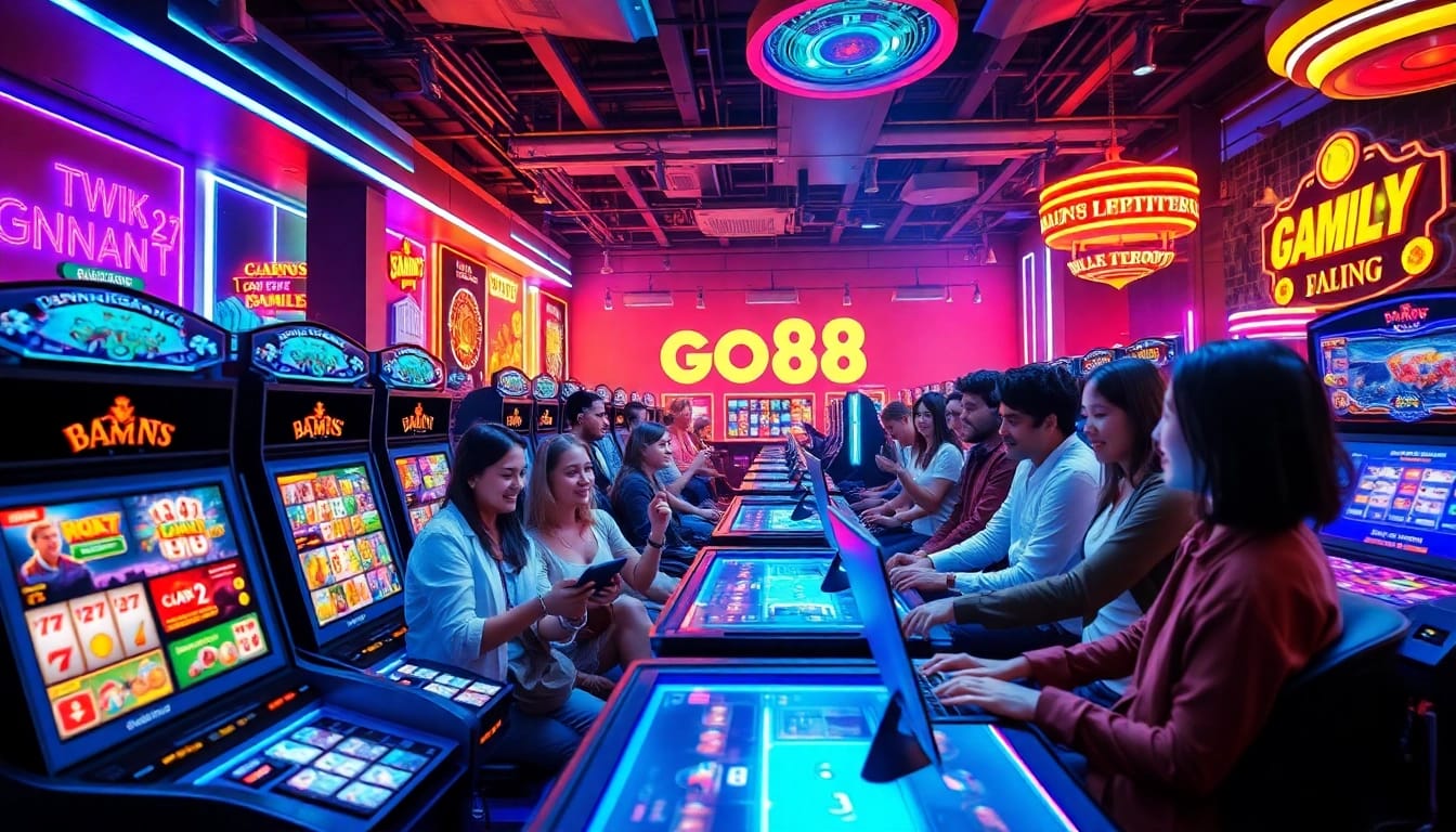 Exciting gaming scene featuring diverse players enjoying GO88 online games with a modern interface.