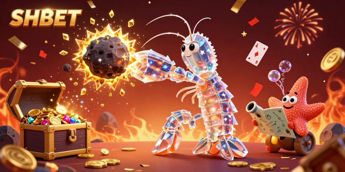 Engage in thrilling adventures at SHBET while playing games amidst vibrant exploding treasures and colorful gems.