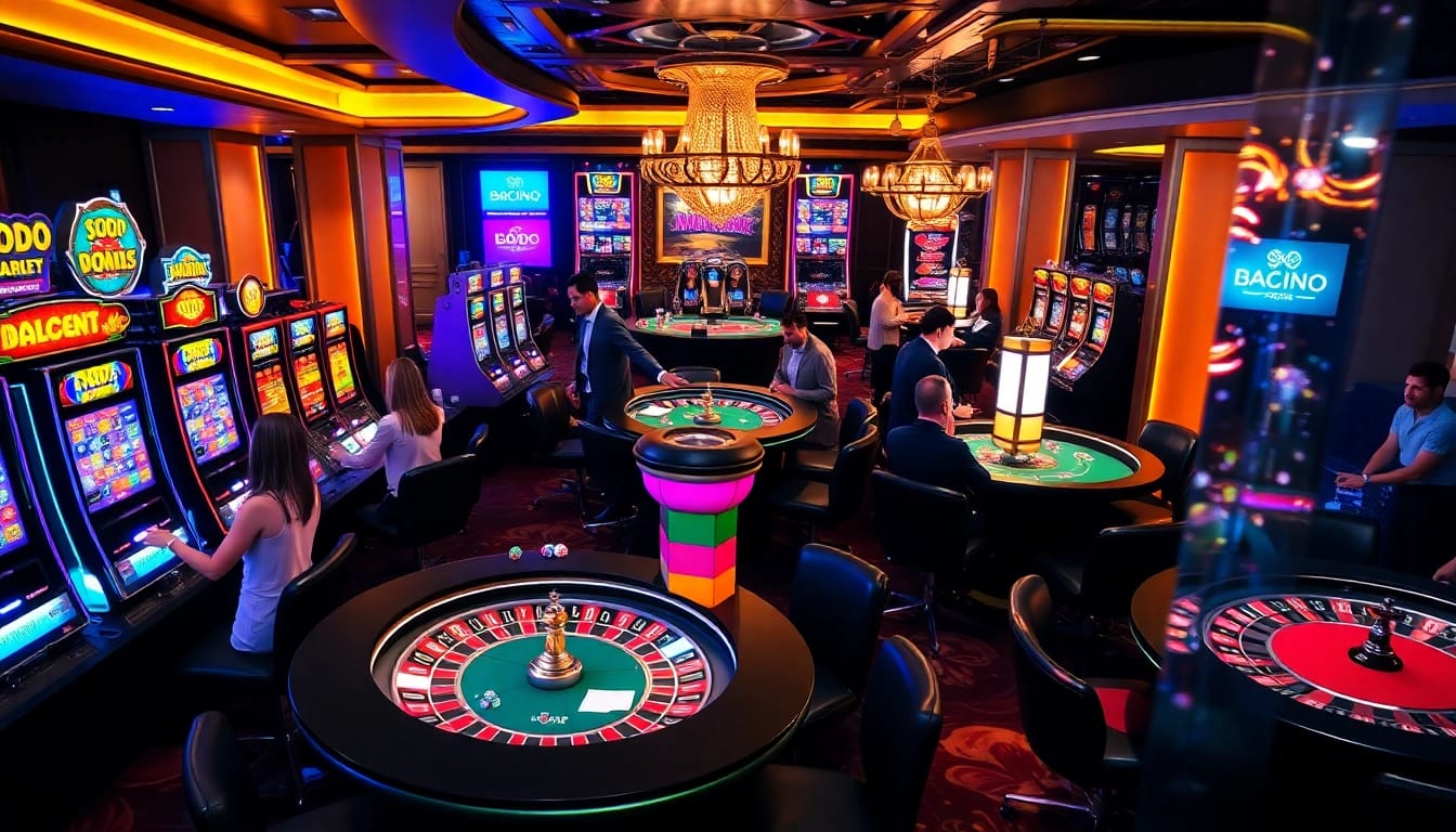 Experience thrilling gameplay and vibrant casino atmosphere at SODO Casino, showcasing lively gambling scenes and excitement.