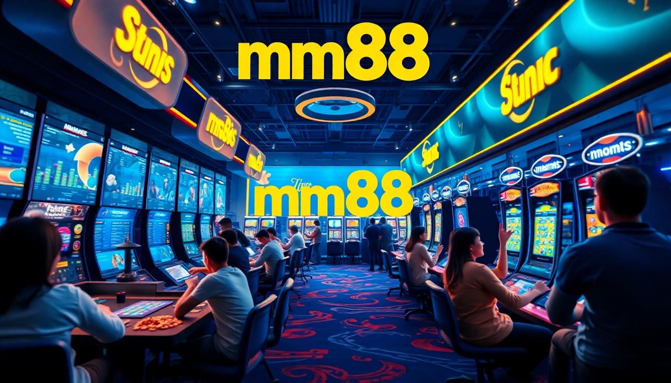 Engaging scene of players at mm88 online gaming platform showcasing excitement and variety in games.