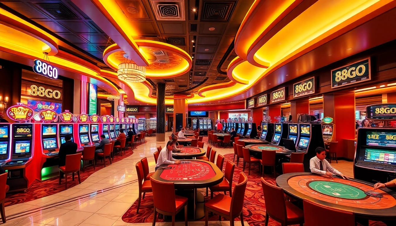 Casino 88GO offers an exciting gaming atmosphere with vibrant tables and modern design.