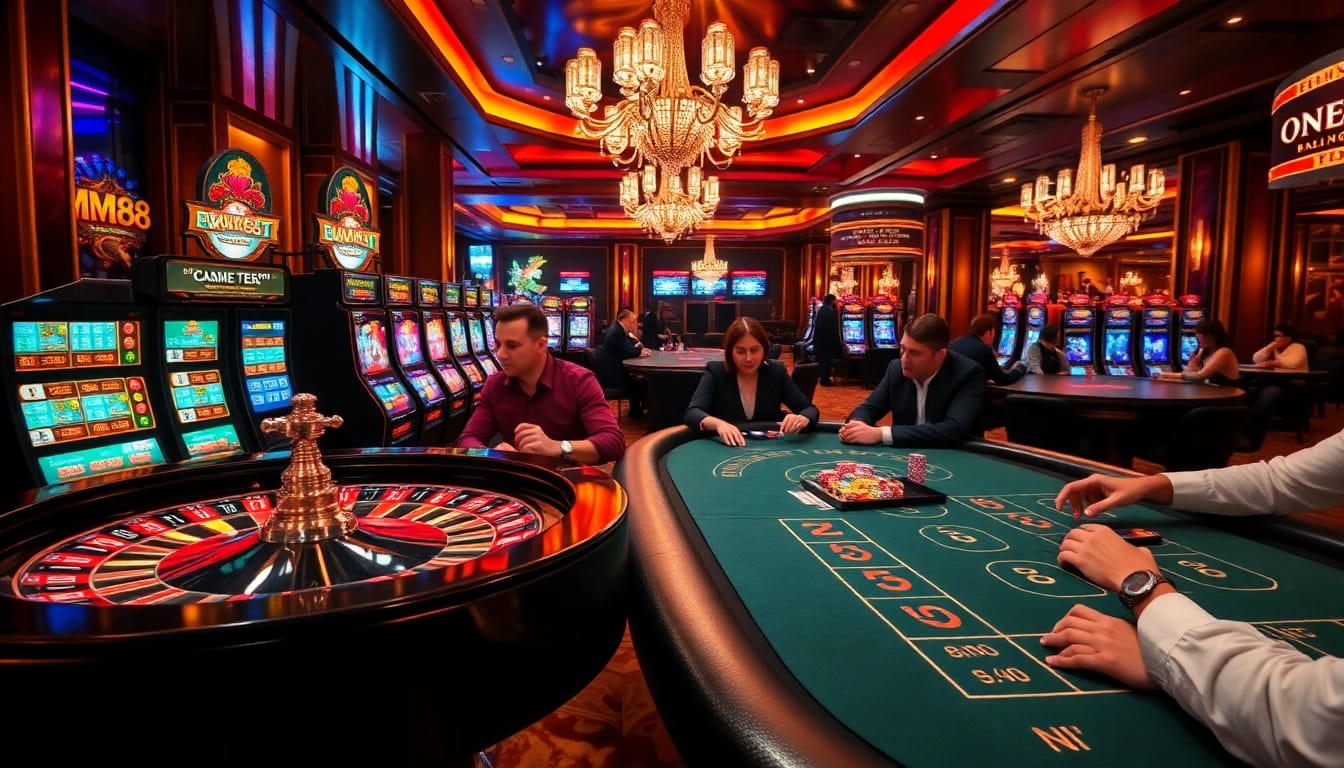 Experience the excitement of MM88 with live casino tables and vibrant slot machines.