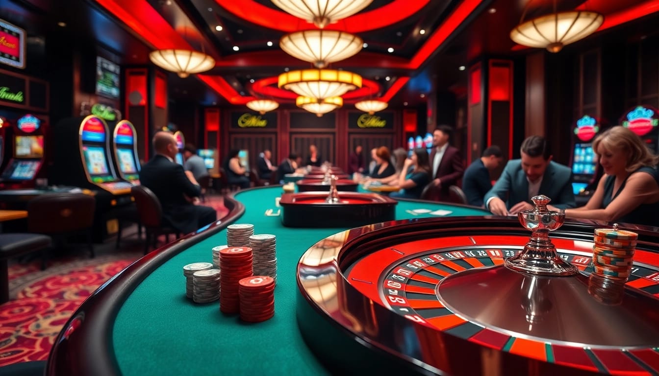 Players enjoying the thrilling action at SODO CASINO gaming tables with roulette and poker.