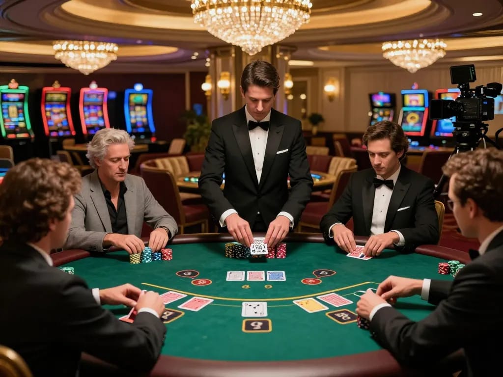 TG777 blackjack players strategizing under ambient casino lighting