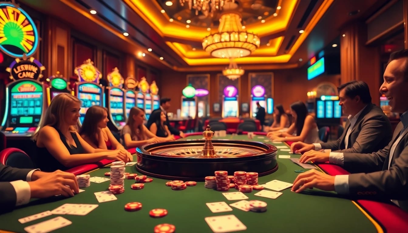 Experience thrilling gambling action at https://8xxcom.app/ with vibrant casino tables and excited players.