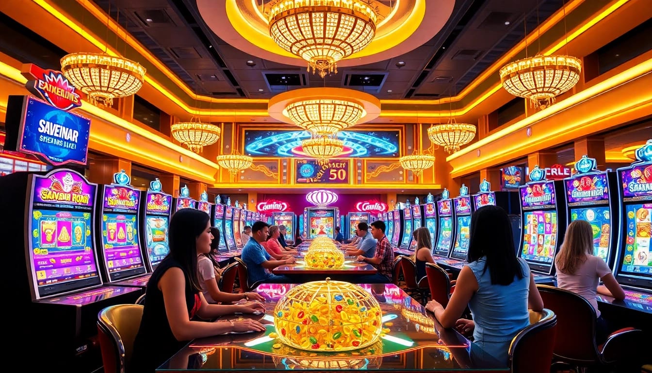 Engaging players enjoying 918Kaya PNG slot games with vibrant casino visuals.
