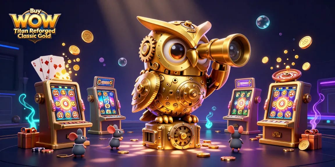 Buy WoW Titan Reforged Classic Gold in a dynamic casino scene with vibrant gaming elements