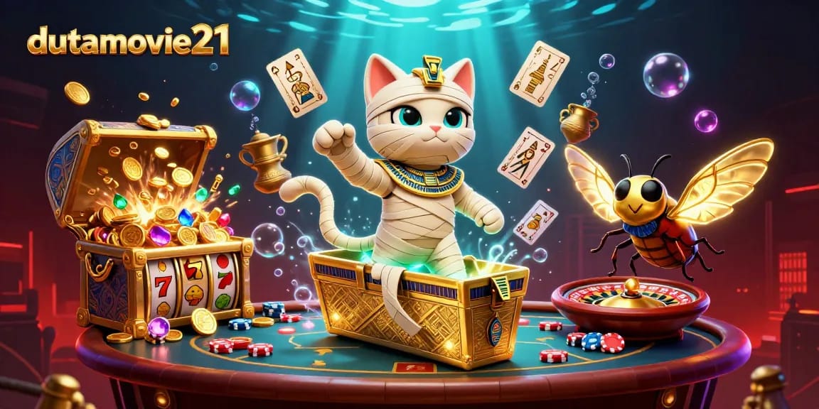 Dive into the vibrant scene of dutamovie21, highlighting an explosive treasure find in a dynamic casino adventure with Egyptian elements.