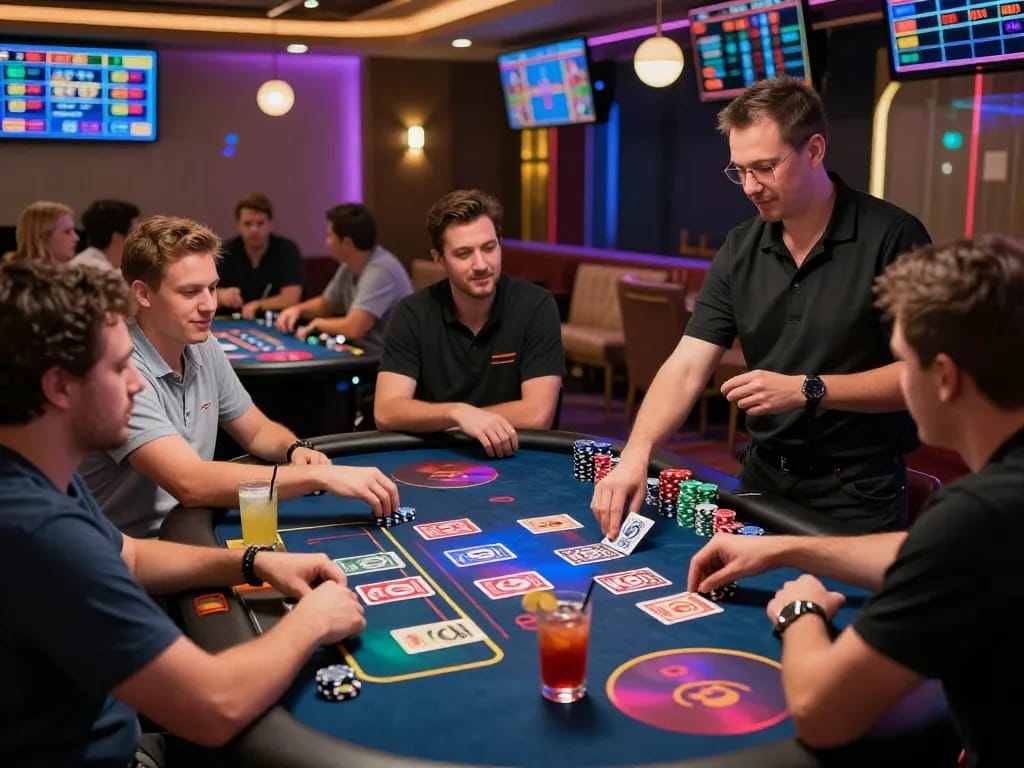 Engaging scene showcasing giới thiệu mb66, an exciting online casino atmosphere during game night.