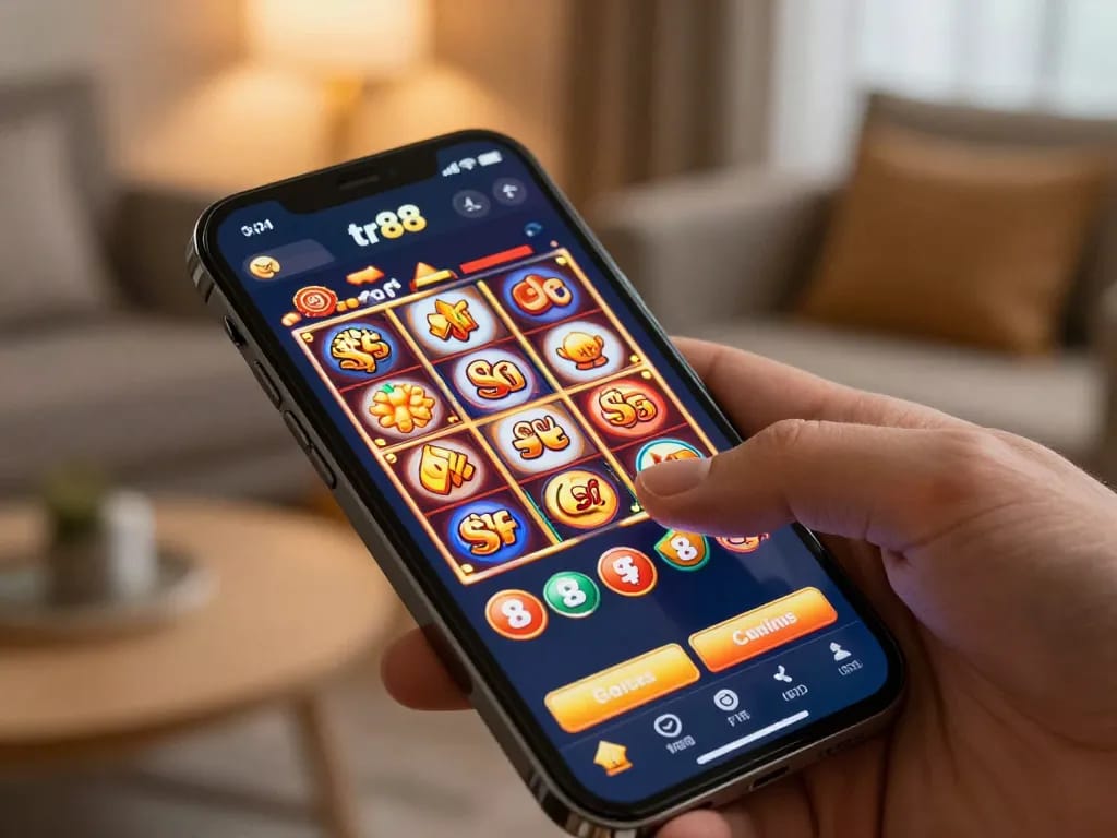 Engaging gameplay on tr88 casino app showcasing exciting slot games on a smartphone.