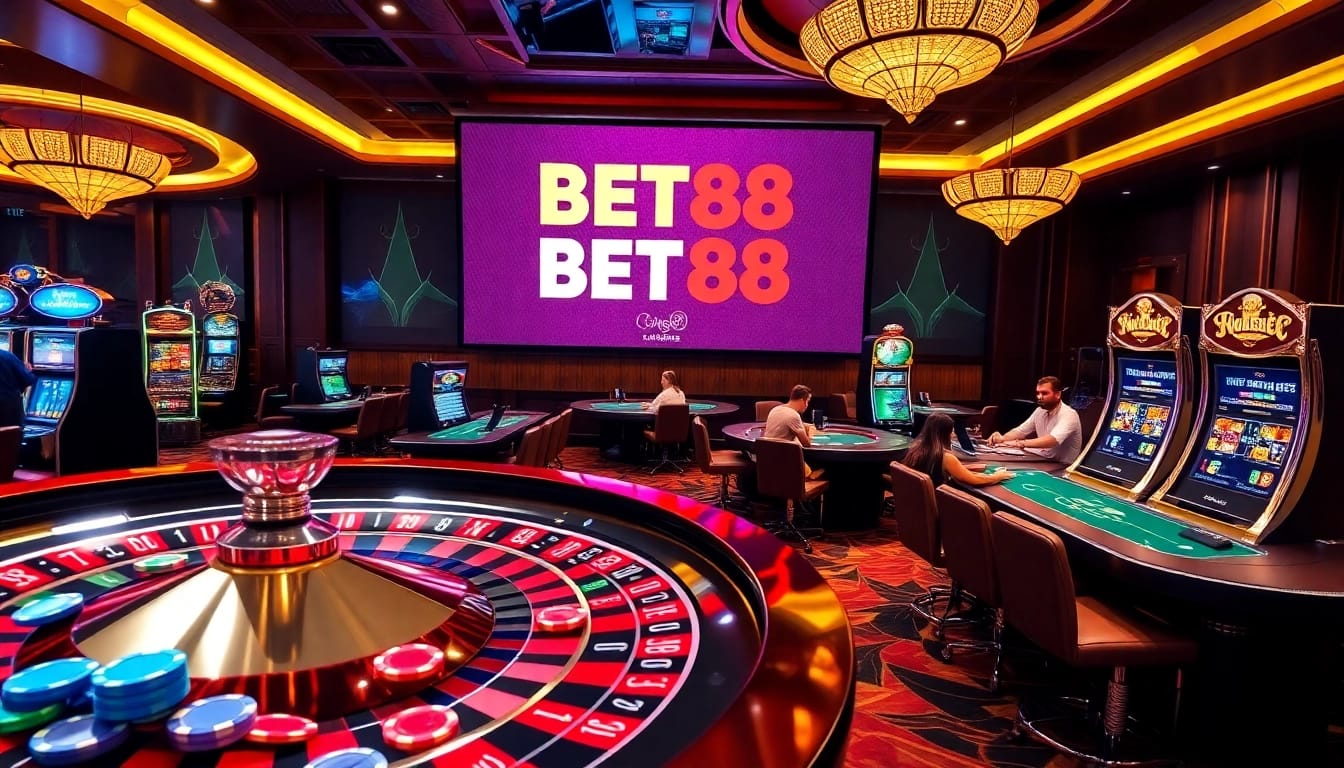 Experience thrilling games at BET88's luxurious casino with exciting roulette and poker.
