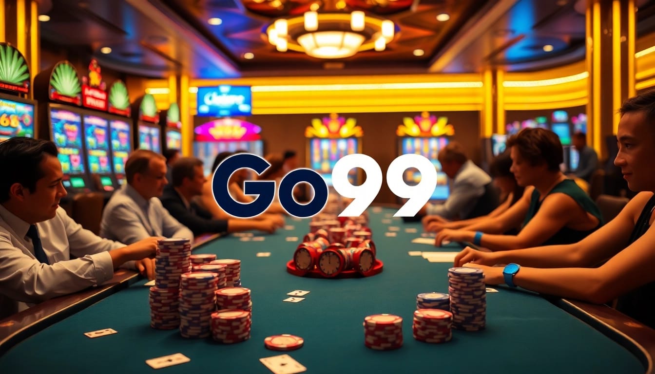 Experience the excitement of Go99 with lively casino tables and vibrant gaming action.