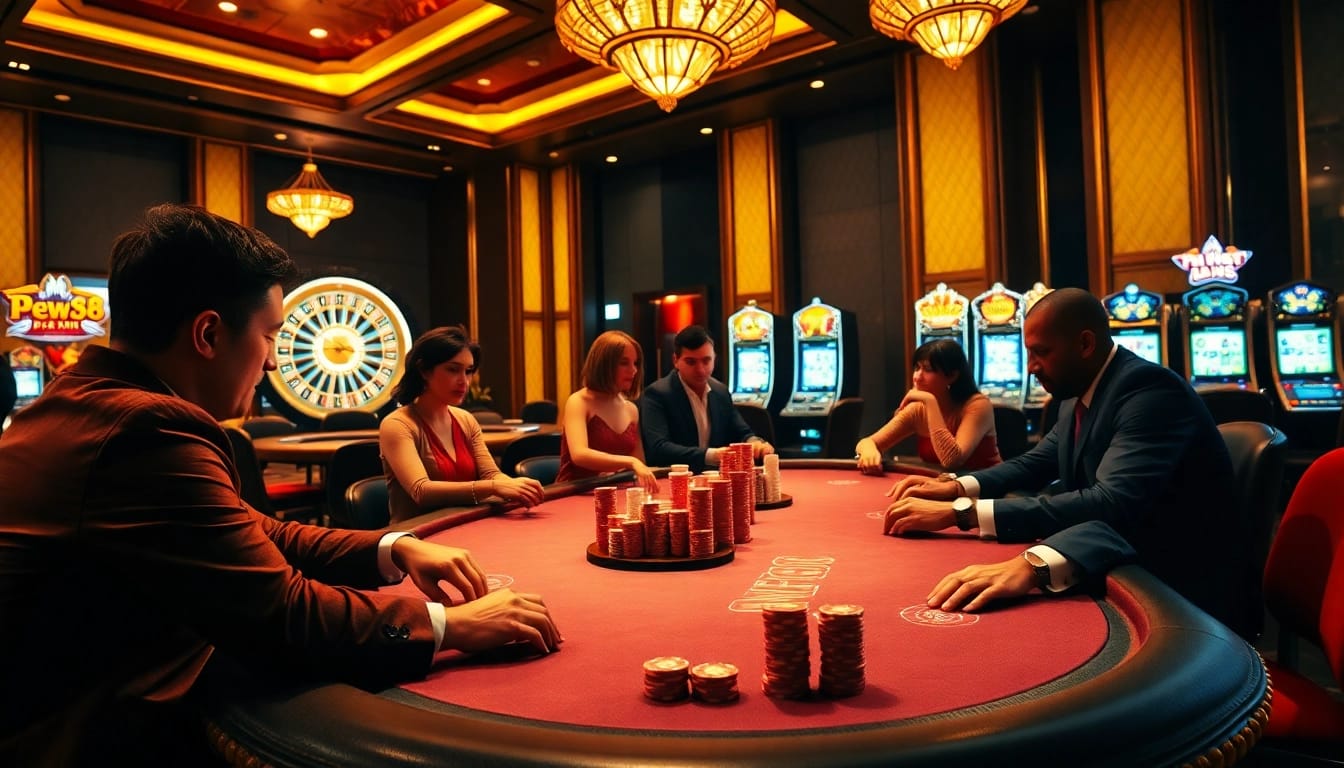 NEW88 offers a thrilling poker experience at luxurious tables filled with excited players.