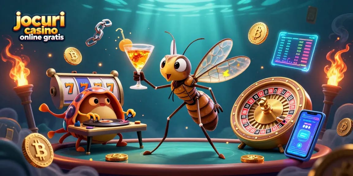 Joacă jocuri casino online gratis cu un țânțar futurist și un DJ trilobit într-un decor captivant.