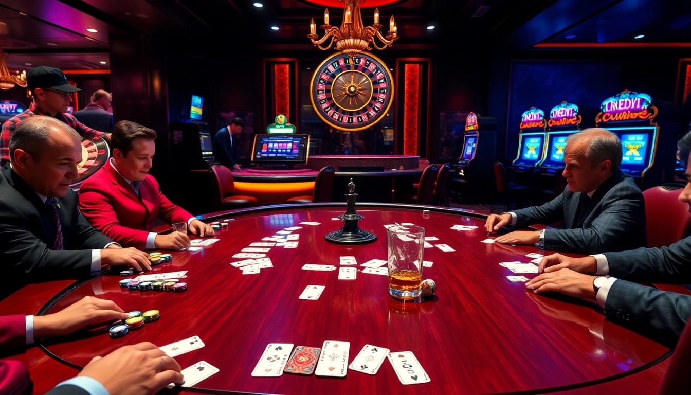 Engage with high-stakes poker at https://hbbet5.art/ with colorful chips and sleek cards at a luxurious casino table.