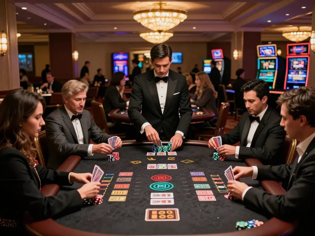 Players engaged in a high-stakes blackjack game at nohu.com, showcasing strategy and excitement.