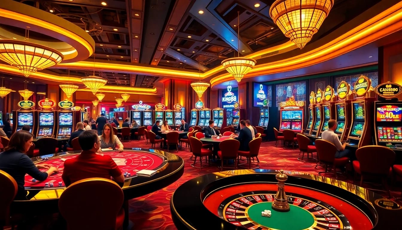 Experience excitement at King88 with thrilling poker games, vibrant slot machines, and luxurious casino atmosphere.