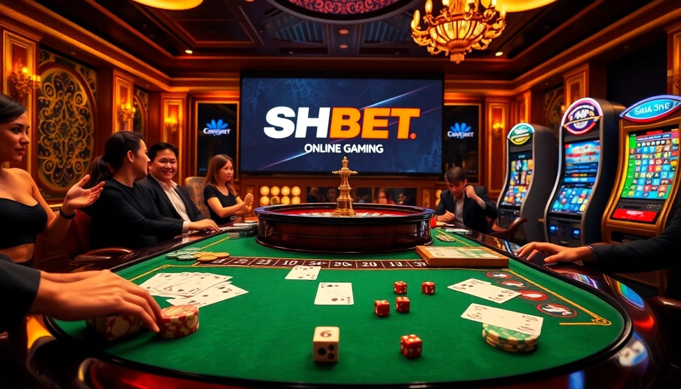 Experience the excitement of shbet at a luxurious casino with a roulette table and vibrant poker chips.