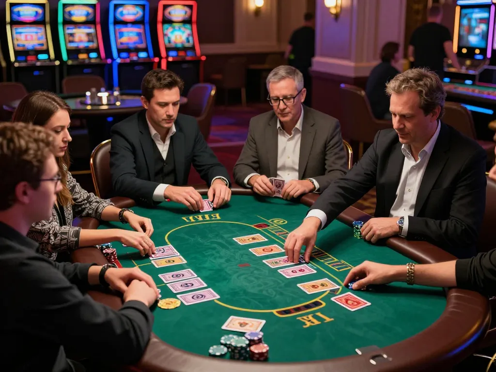 Players place strategic bets during a du88 blackjack game at an upscale casino table