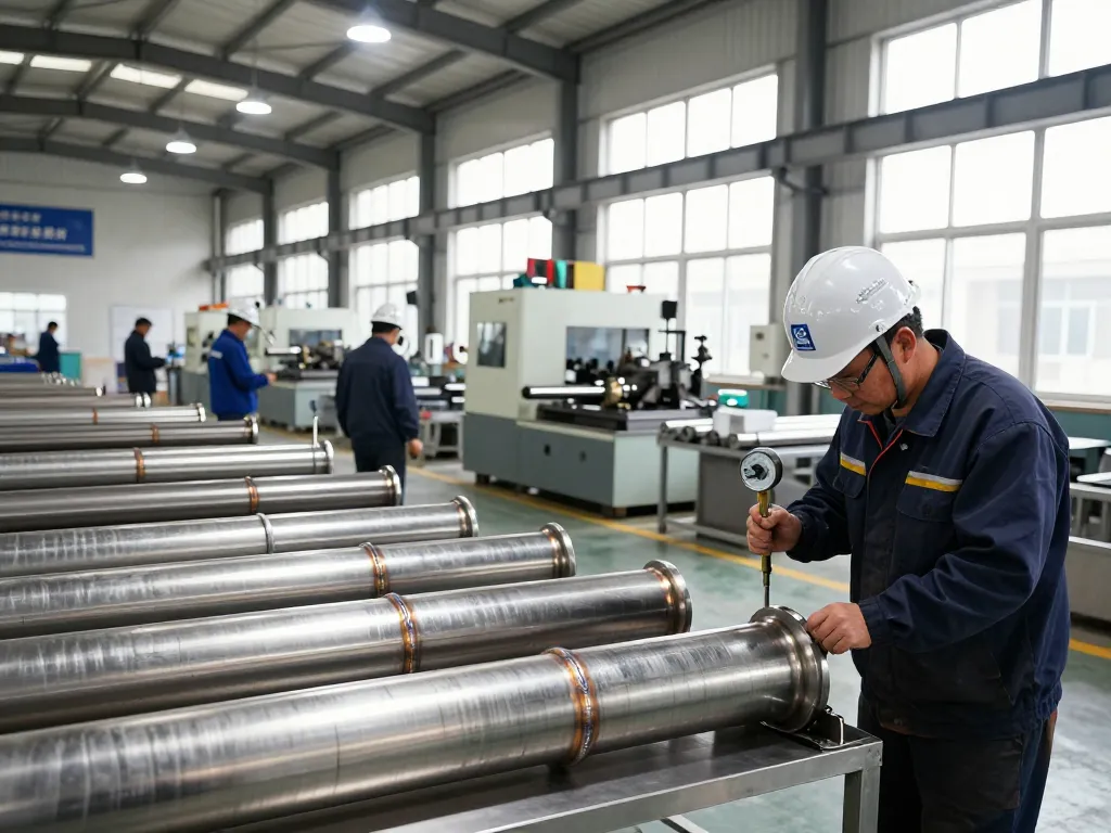 Workers inspecting sumwin stainless steel products in a bright manufacturing facility.