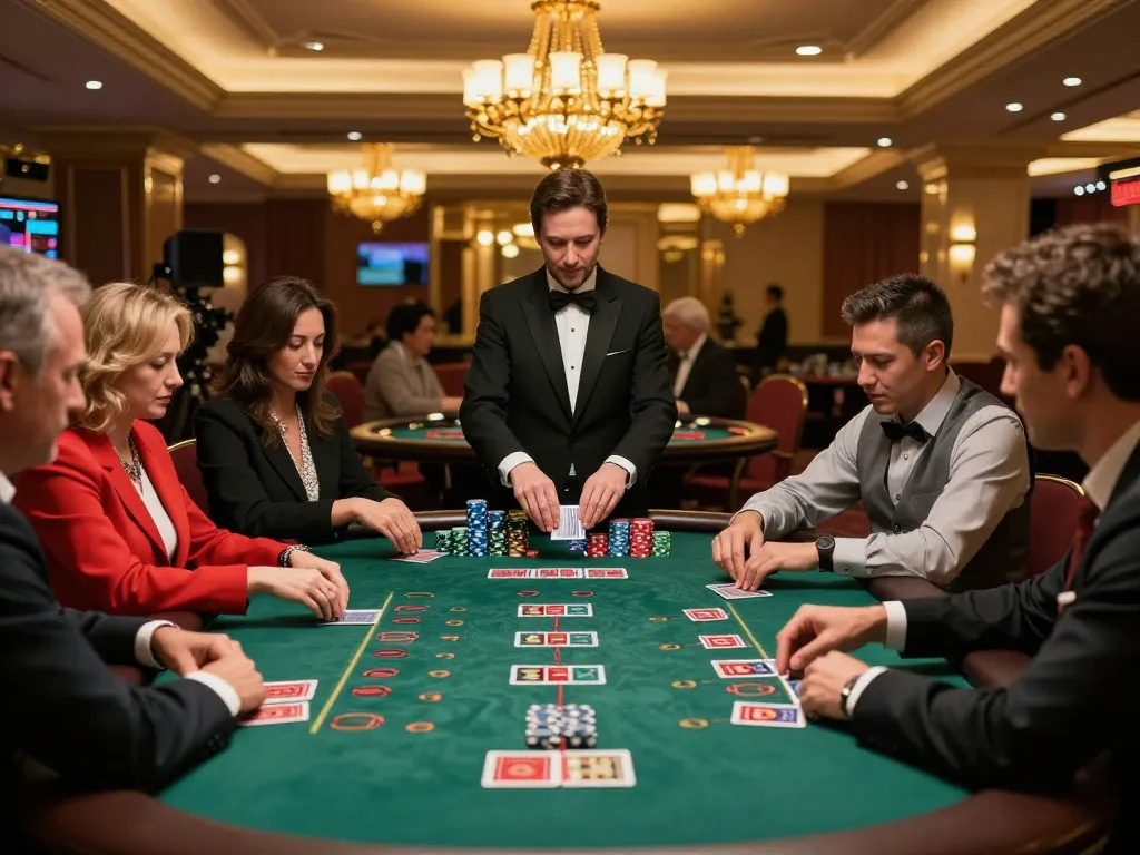 Players strategizing their hands at the 88aa club blackjack table in a luxurious casino setting