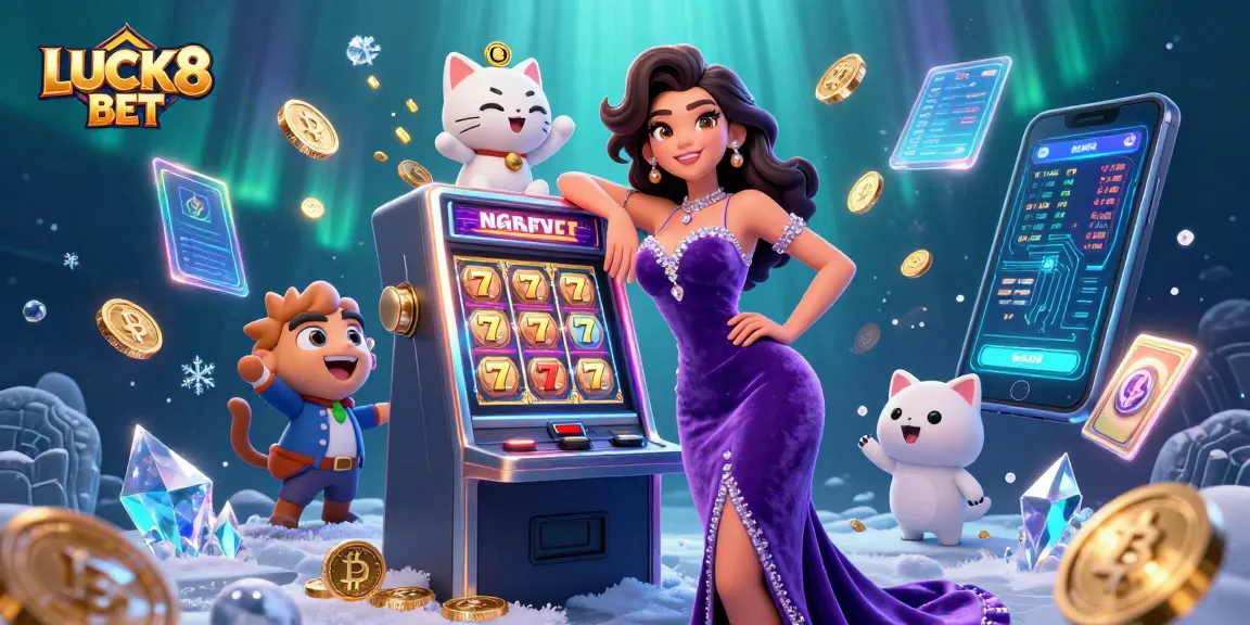 Experience LUCK8 BET with excitement and jackpots in a vibrant casino scene featuring rich 3D elements.