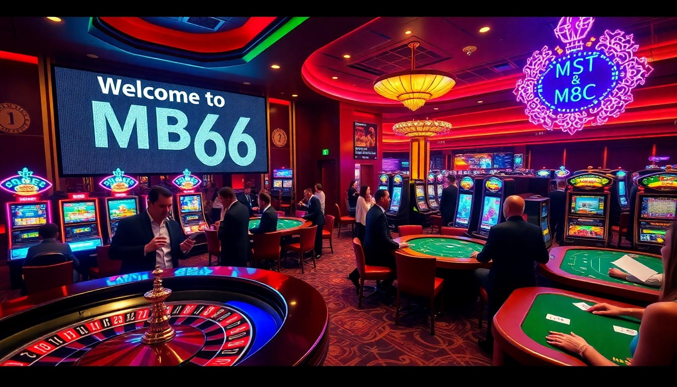 Experience the thrill of MB66 with players at a luxurious casino table.