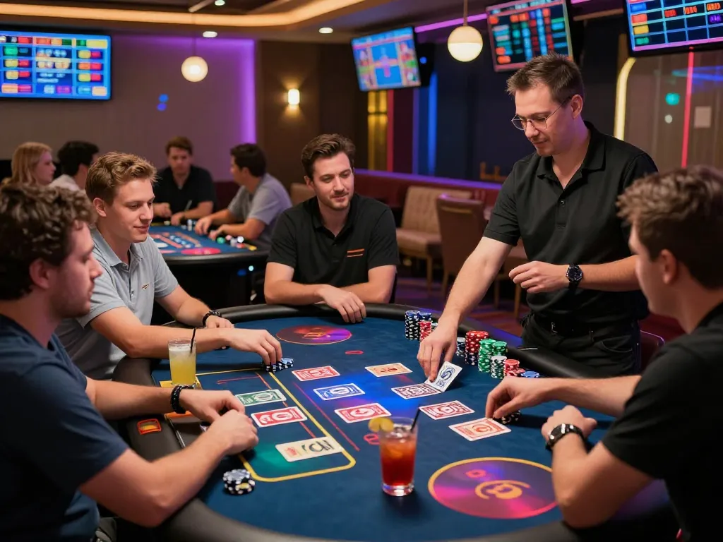 Engaging scene showcasing giới thiệu mb66, an exciting online casino atmosphere during game night.