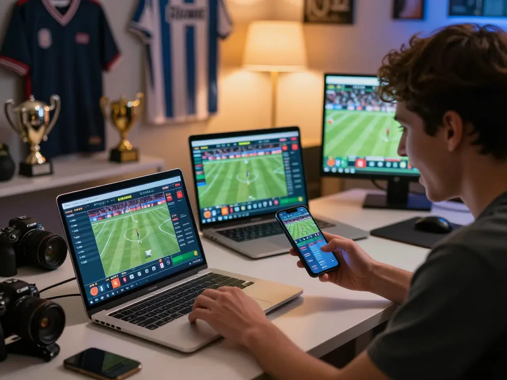 Betting strategy in action on tip88 while using laptop and smartphone for sports wagering.