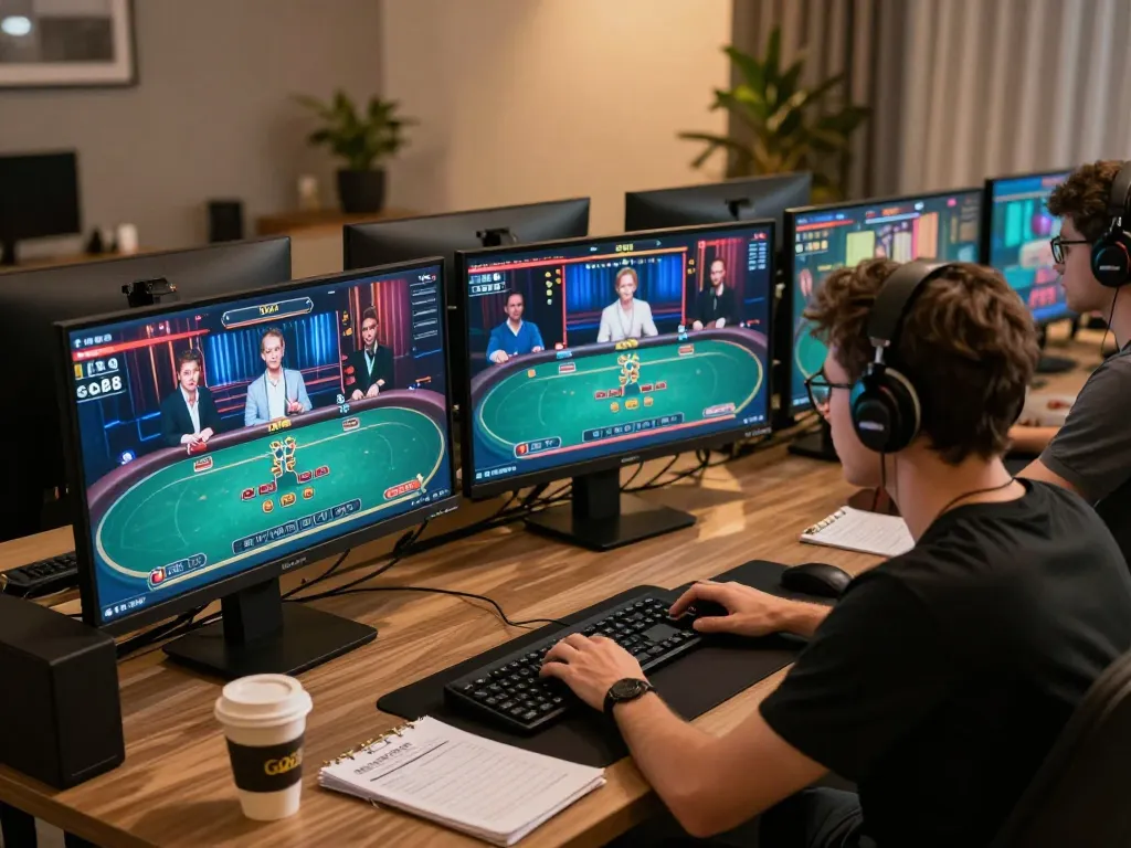Engaged player analyzing strategies on Go88 online gaming setup with live dealer games