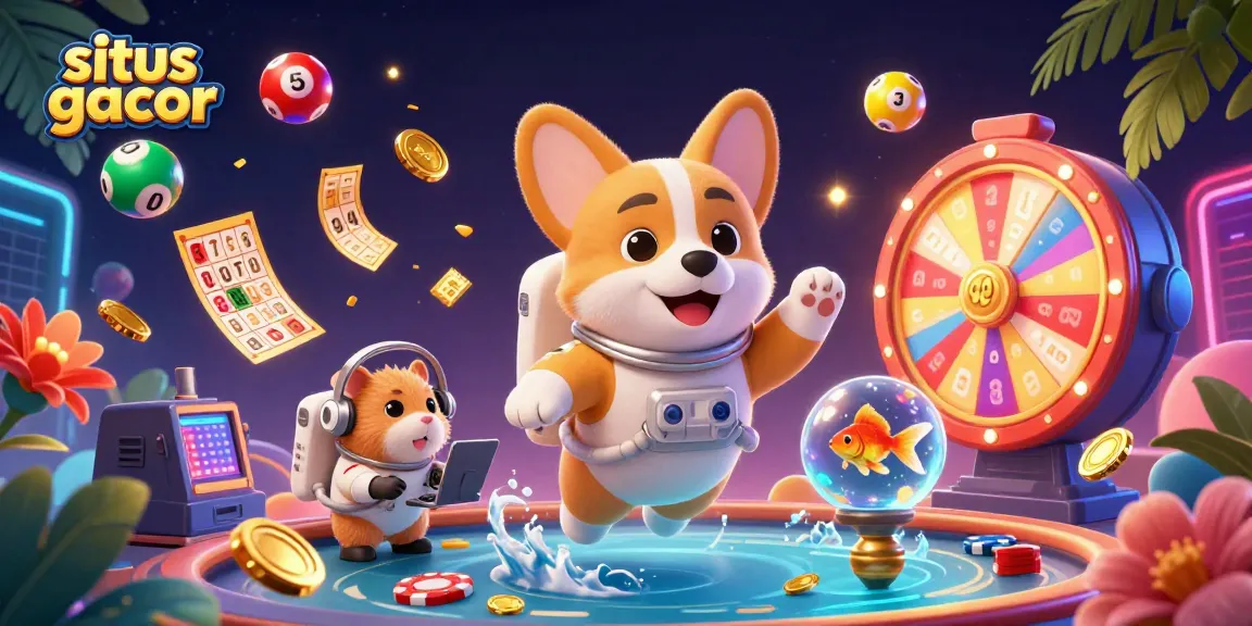 Experience situs gacor with a vibrant 3D casino scene featuring an astronaut corgi and dynamic gaming elements.