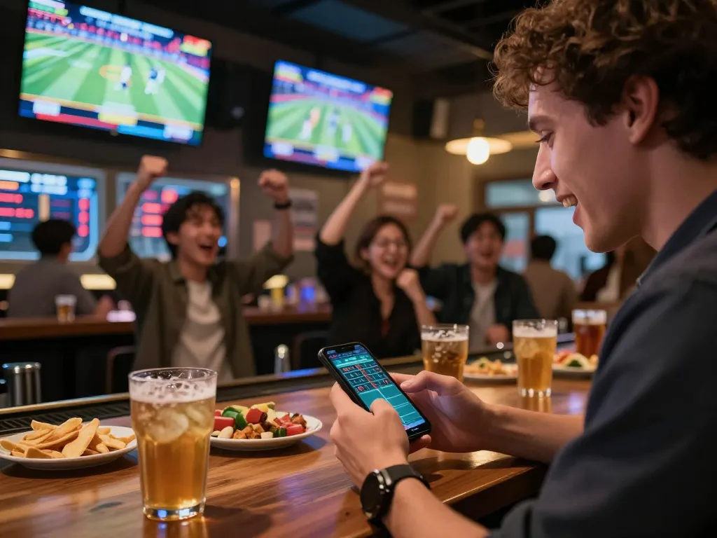 Betting on tg88 sports events while enjoying a lively atmosphere with friends.