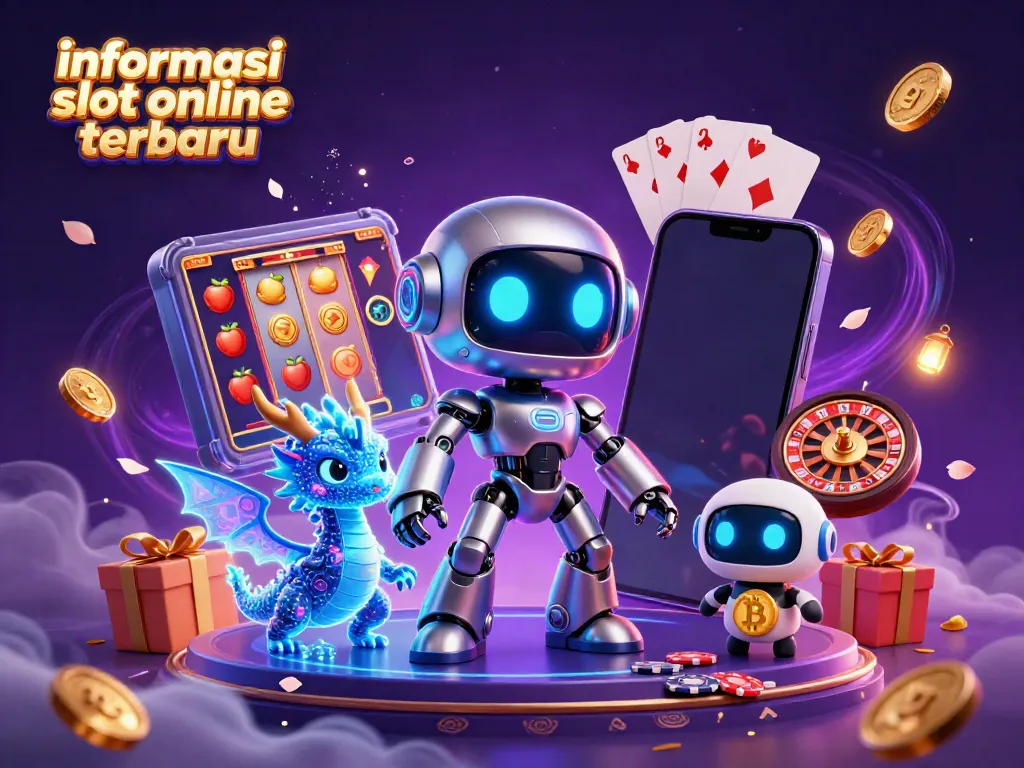 Temukan informasi slot online terbaru dengan robot cyberpunk dan elemen permainan kasino yang mengesankan.