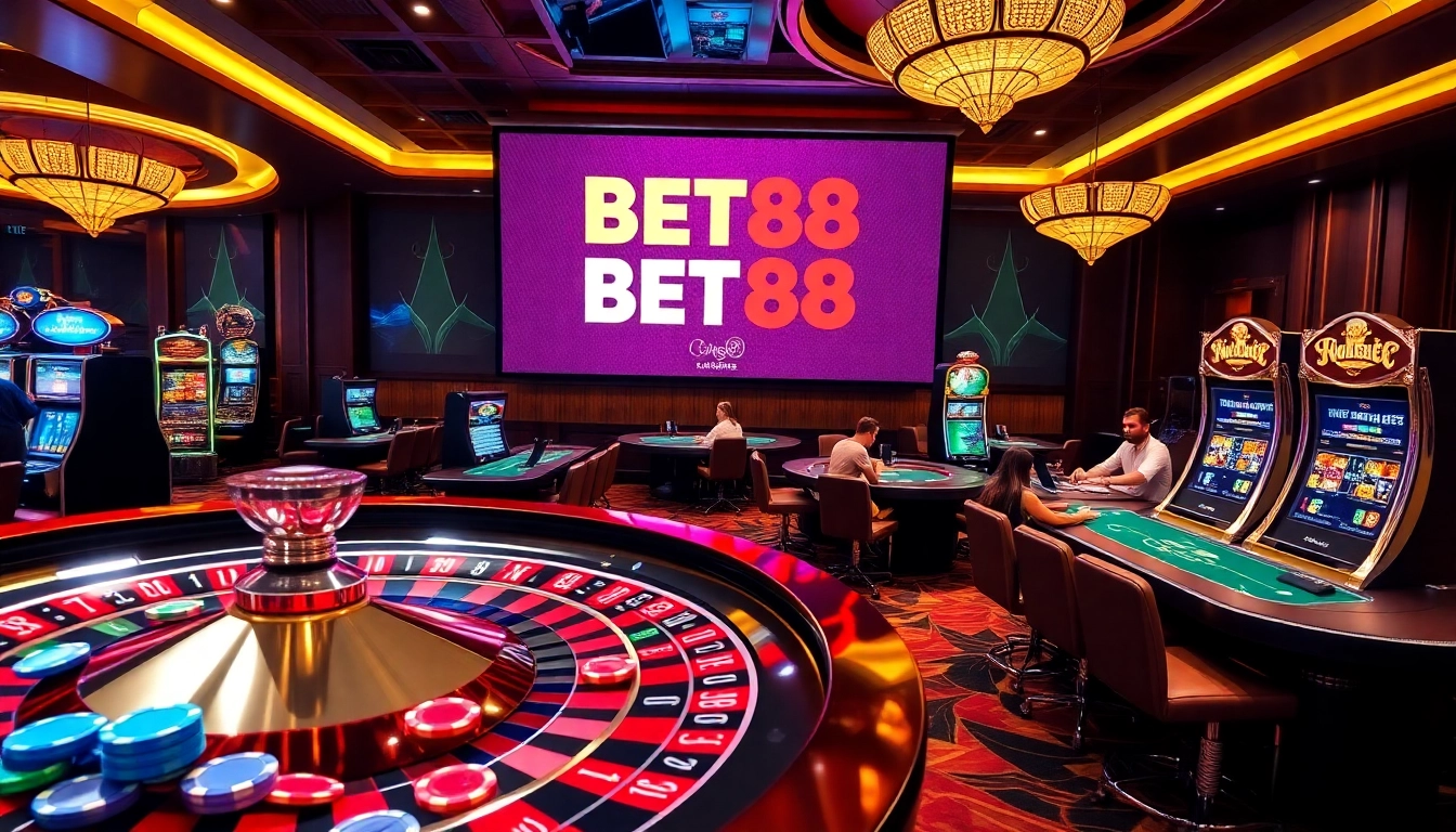 Experience thrilling games at BET88's luxurious casino with exciting roulette and poker.