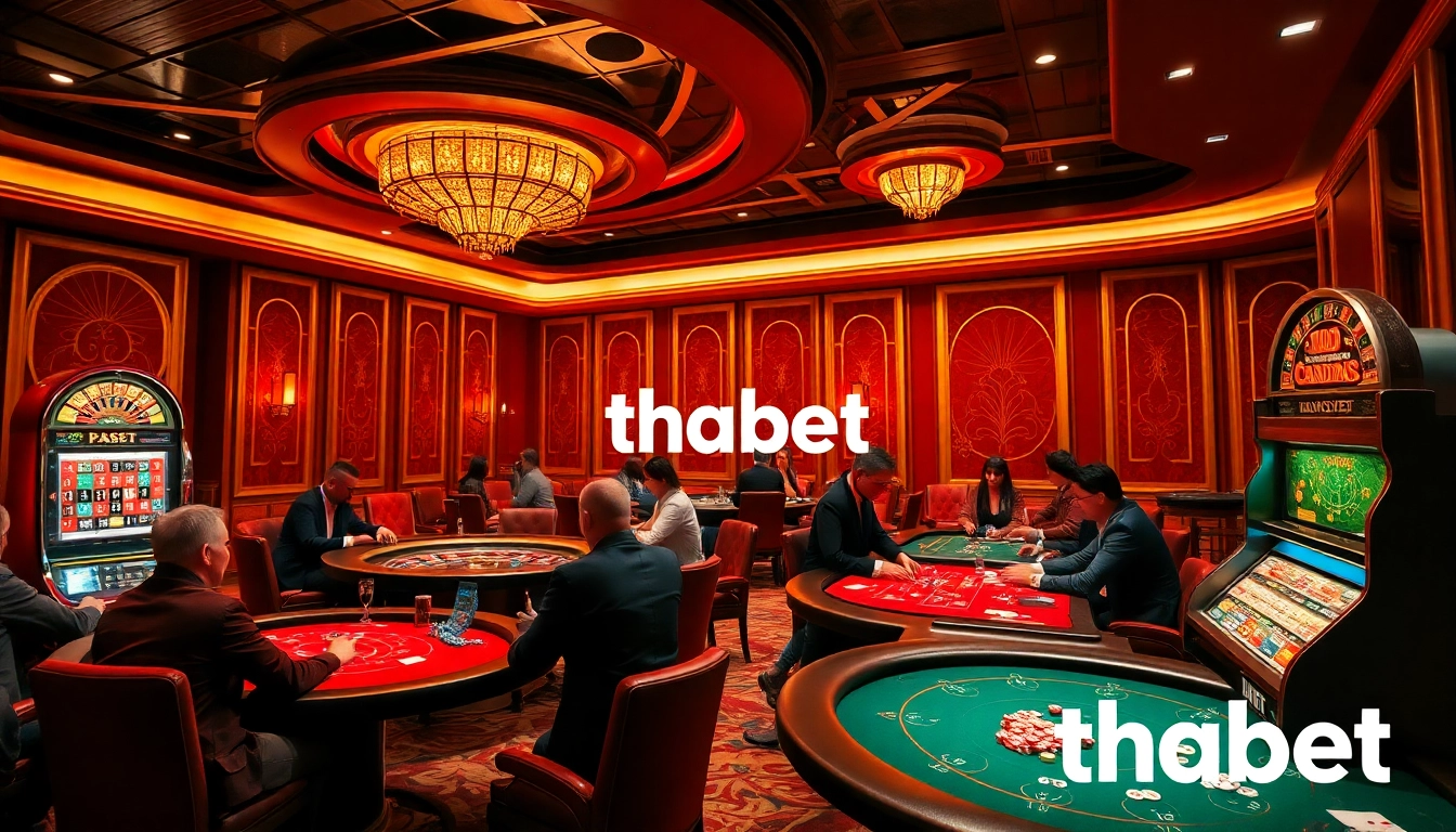 Experience thrilling poker games at Thabet's luxurious casino table.
