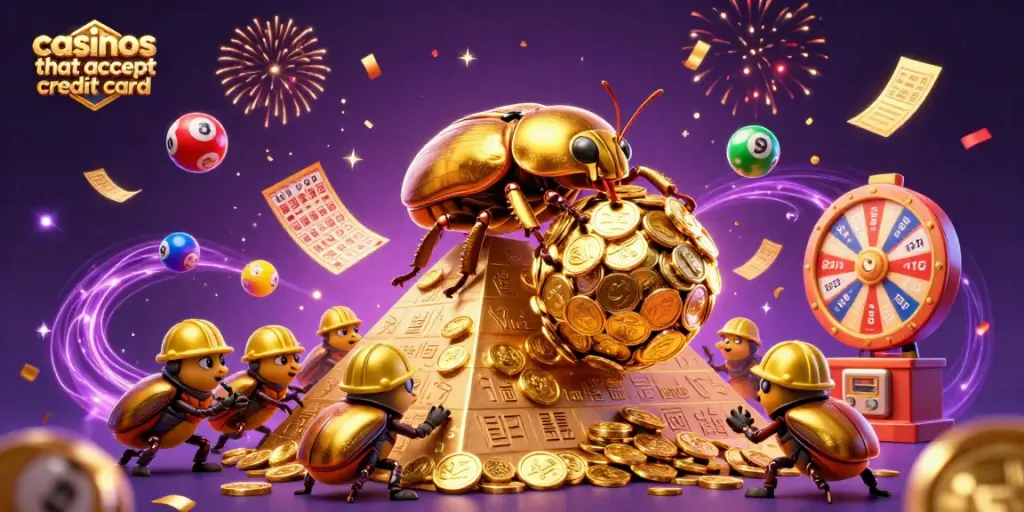 Play in engaging casinos that accept credit card with golden beetles and festive energies.