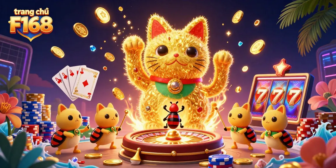Experience the excitement of trang chủ F168 with a vibrant scene of golden fireflies and casino elements showcasing dynamic gameplay.