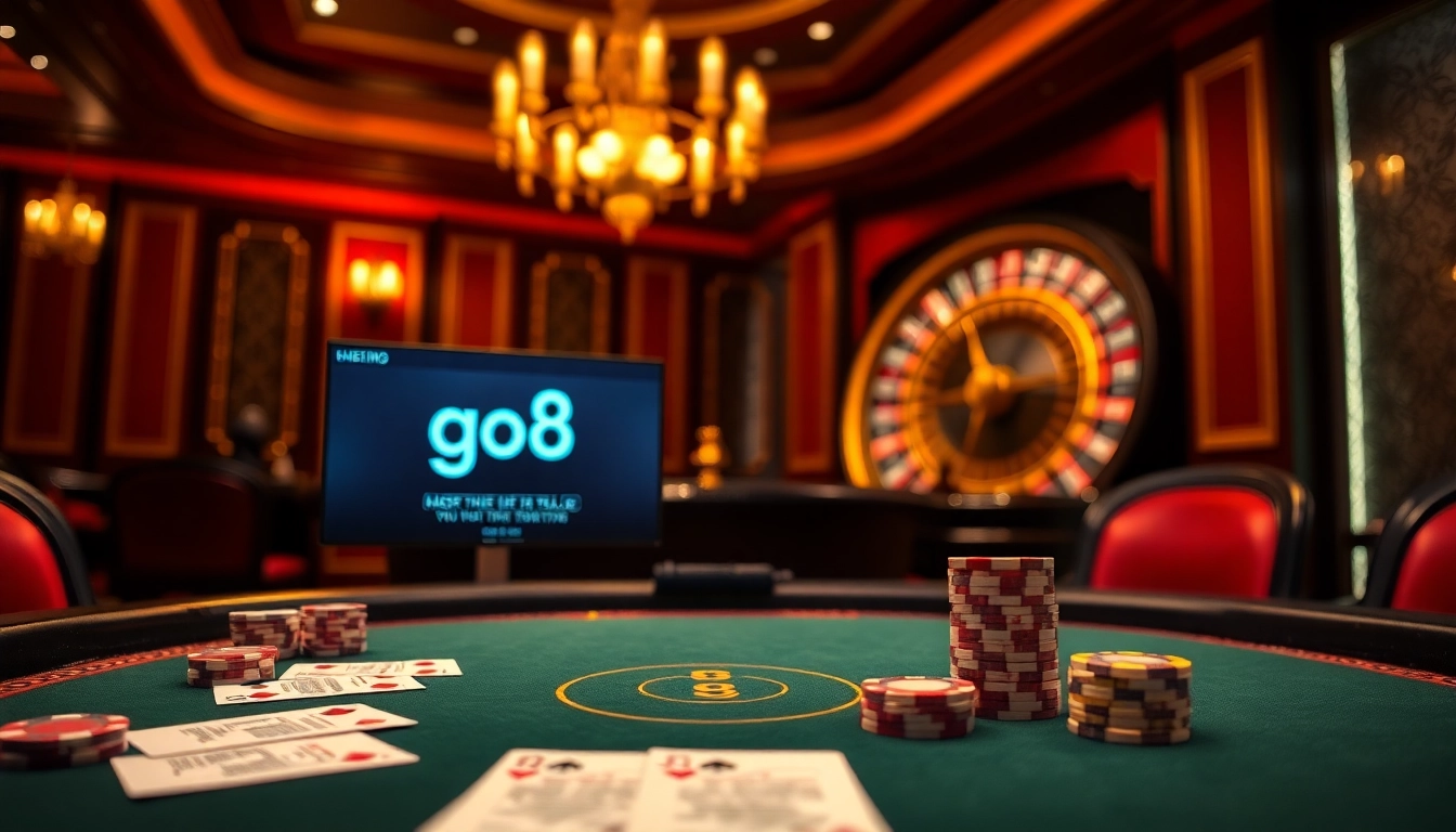 Experience the thrill of go8 at a luxurious casino with poker and roulette excitement.