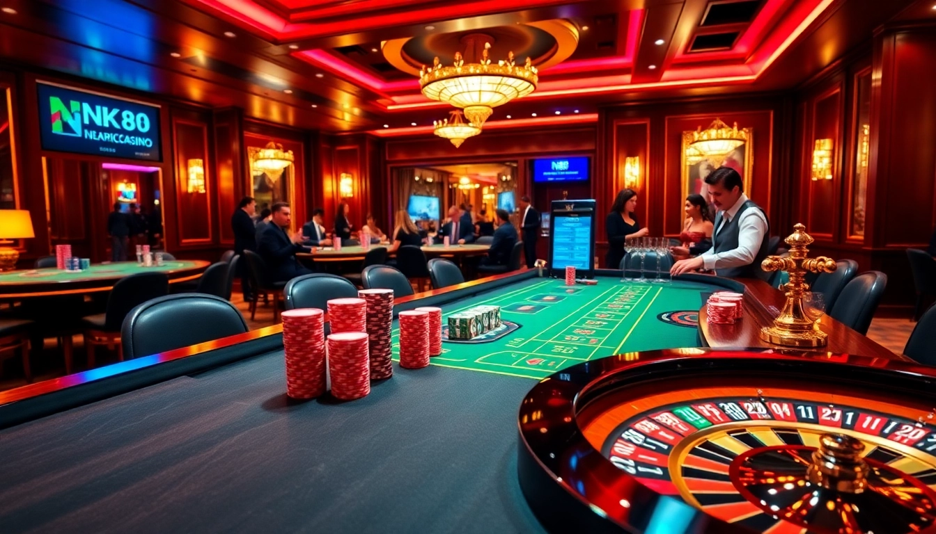 Experience the excitement of gambling at NK88 with vibrant tables and lively players.