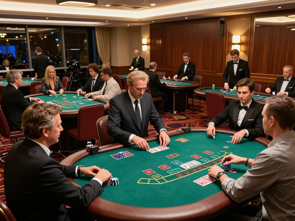 Rich casino experience at Rikvip with players engaged at blackjack tables showcasing strategic gameplay.