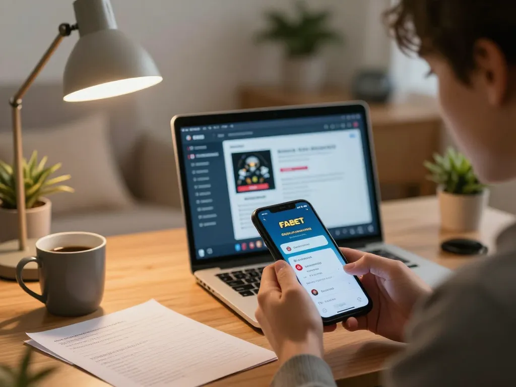 Engaging with the FABET app for an immersive online gaming experience at home.