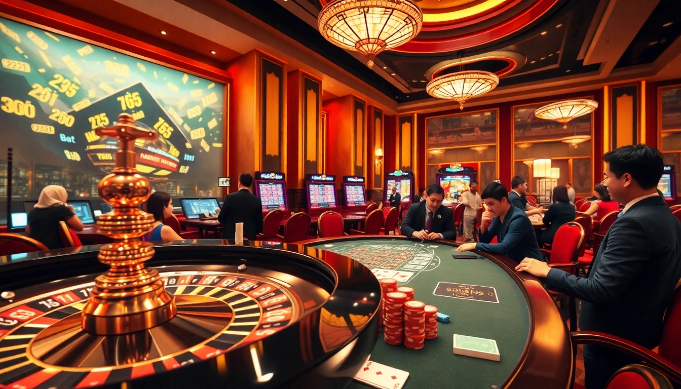 Xổ số hôm nay lottery tickets showcased among poker chips and casino tables.