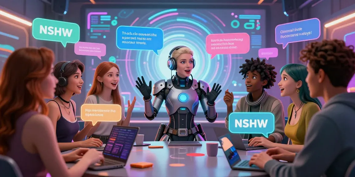 Engaging NSFW character AI chat scene with dynamic avatars interacting in lively conversations, showcasing the playful side of character AI nsfw.