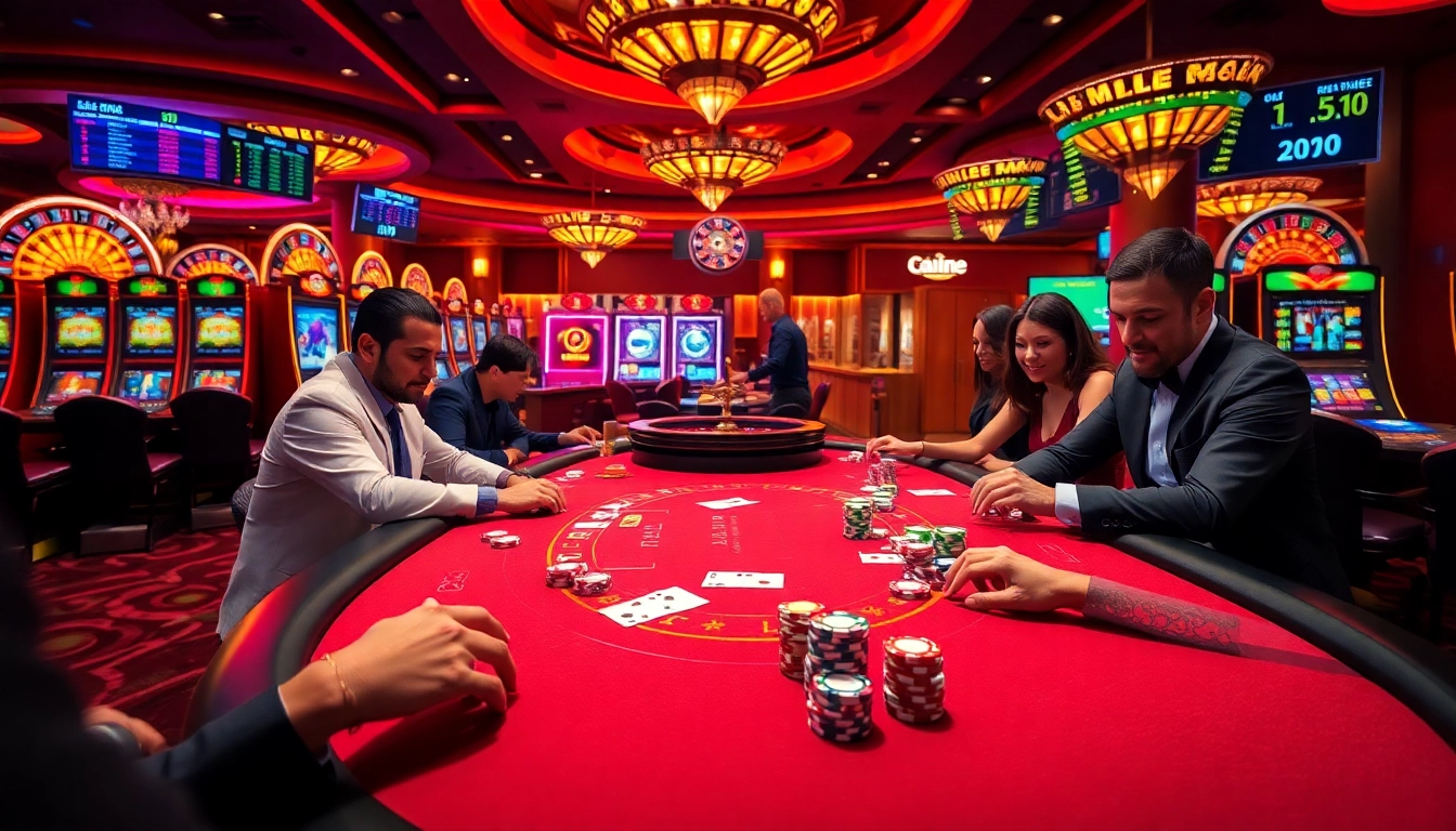 Experience thrilling gameplay at https://kk55.boutique/ with vibrant casino scenes and engaged players enjoying their bets.