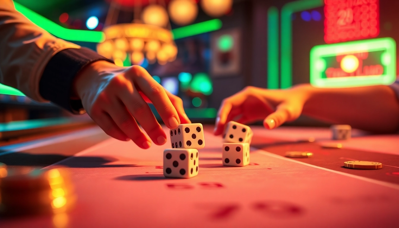 Exciting game of tài xỉu 789club with vibrant dice rolling and dynamic ambiance