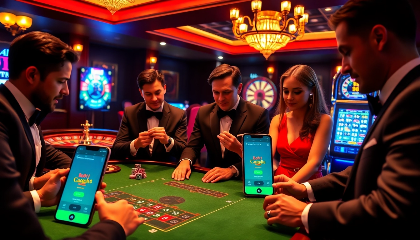 Experience the excitement of the bdtk1 app amidst a vibrant casino setting.